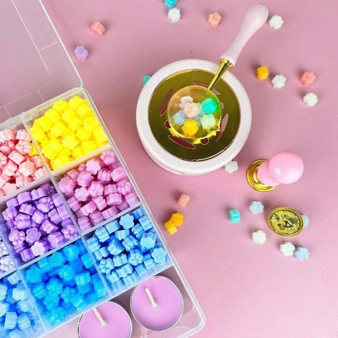 Colorful Wax Seal Kit with Flower-Shaped Wax Beads