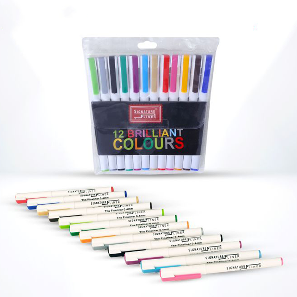SIGNATURE Fine liner 12 Brilliant Colors Pointers Set