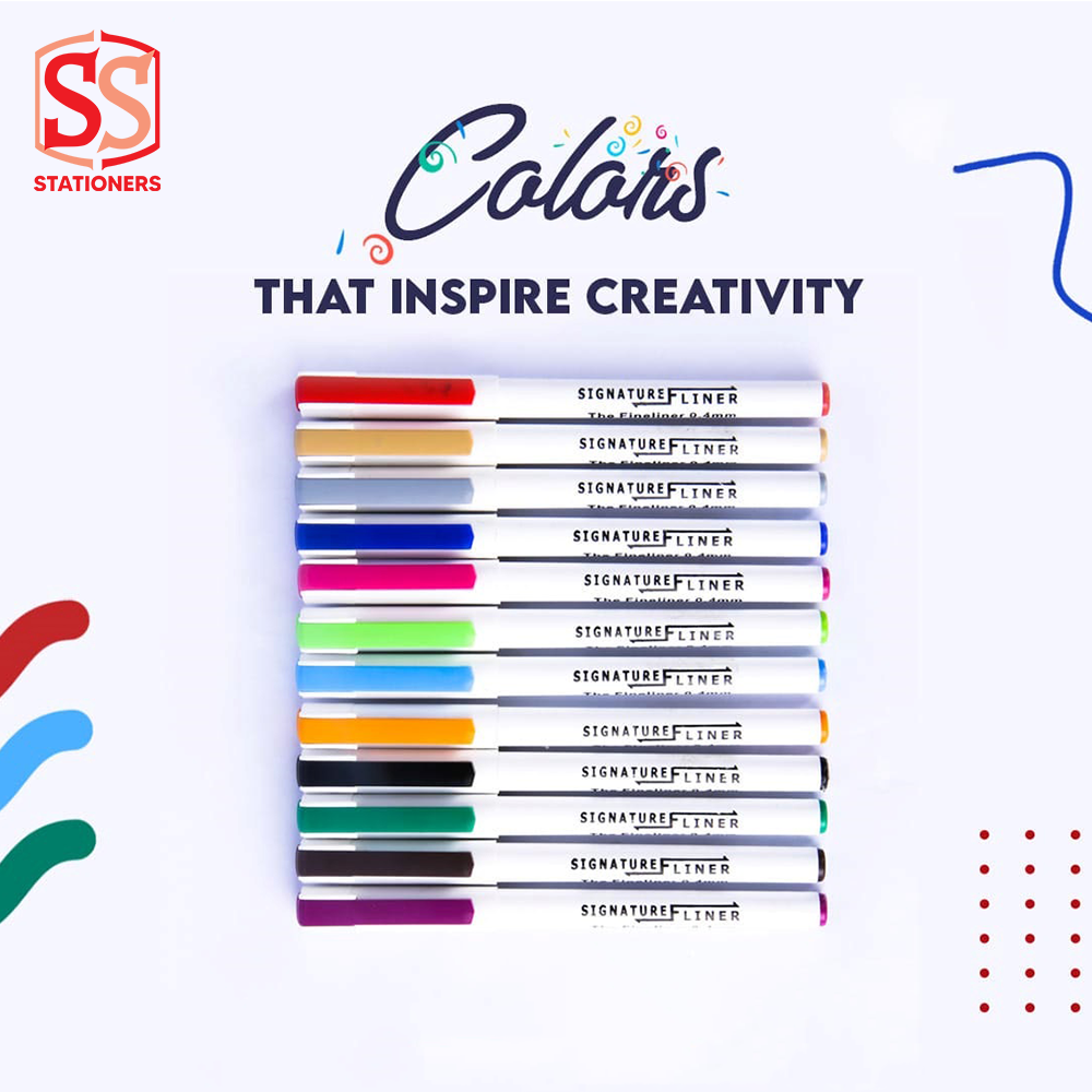 SIGNATURE Fine liner 12 Brilliant Colors Pointers Set