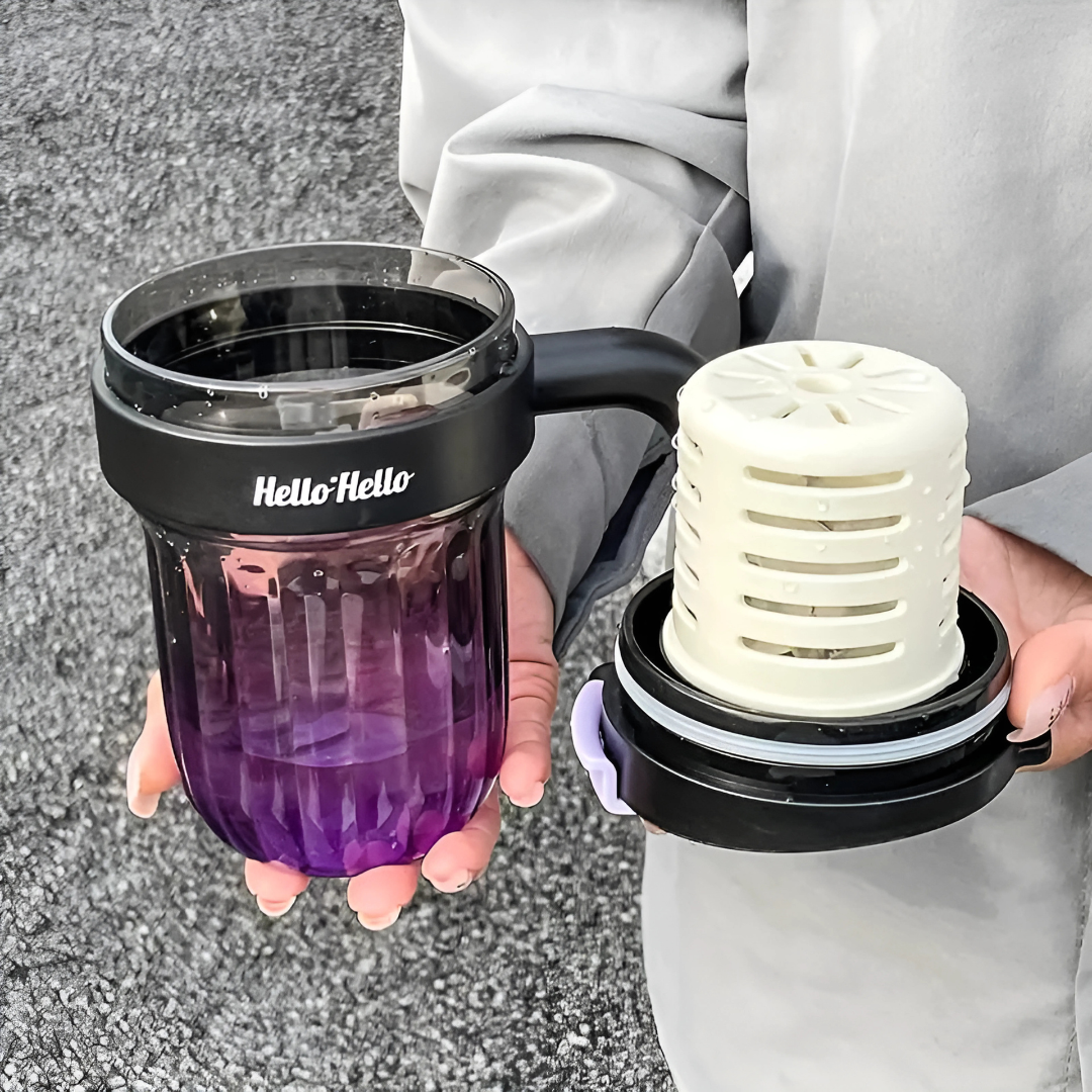 Gradient Striped Straw Cup With Handle