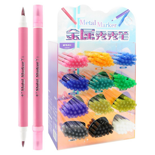 M&G 12 Different Metallic Color Dual-Tip Metal Marker