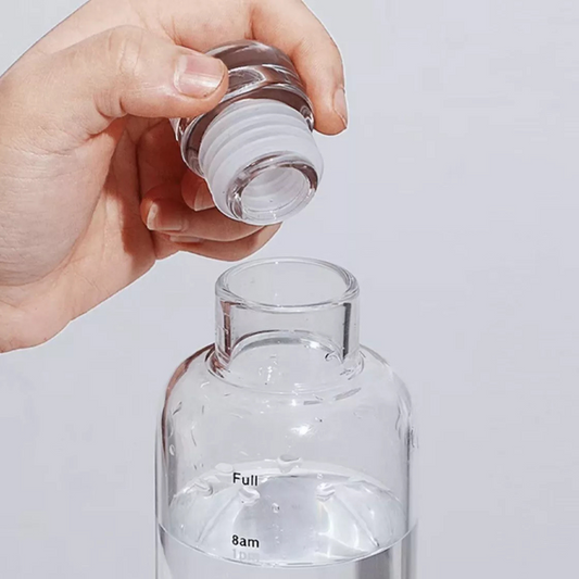 Glass Water Bottle With Time Marker