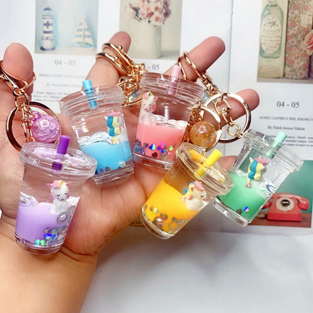 Purple Unicorn Bubble Tea Keychain