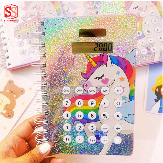 Cute Unicorn Calculator + Note Book