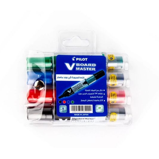 Pilot V Board Whiteboard chisel tip Marker set (4 Pcs)