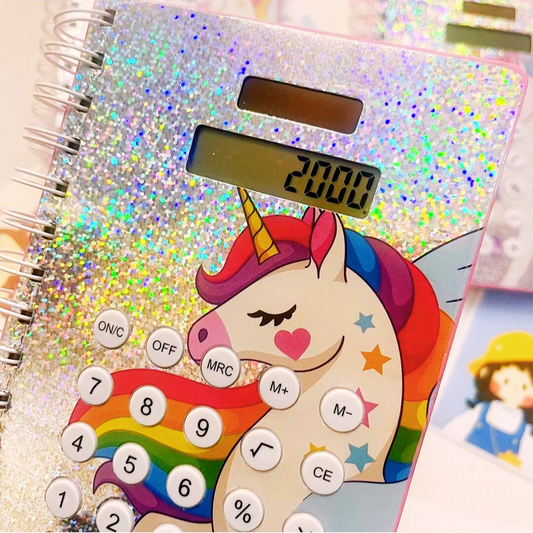 Cute Unicorn Calculator + Note Book