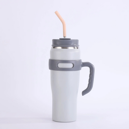 Large Capacity Stainless Steel Tumbler With Straw