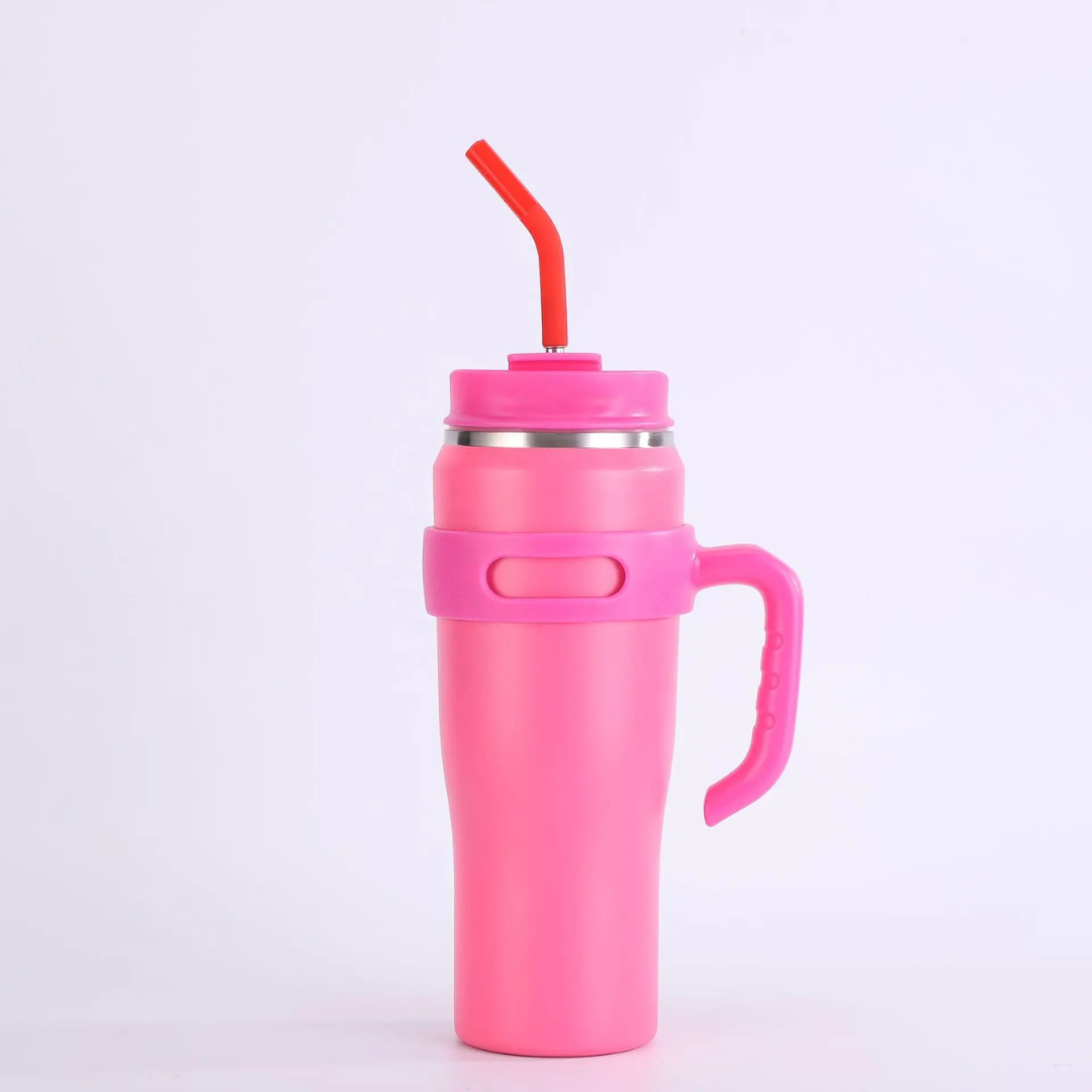 Large Capacity Stainless Steel Tumbler With Straw