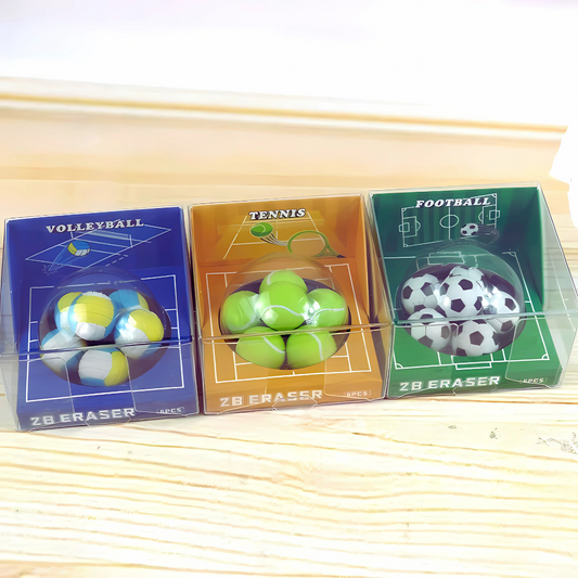 Sports-Themed Erasers 6 Pcs