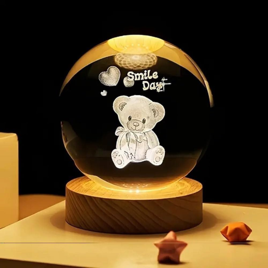 LED Crystal Ball – Smile Day Teddy Bear