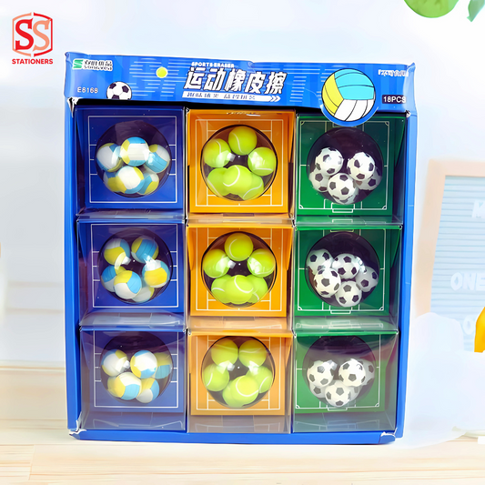 Sports-Themed Erasers 6 Pcs