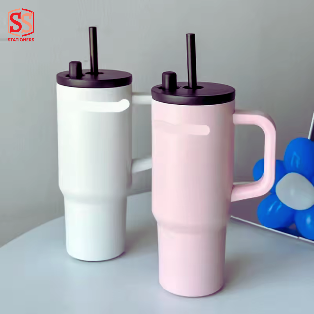 Minimalist Water Bottle with Handle and Straw