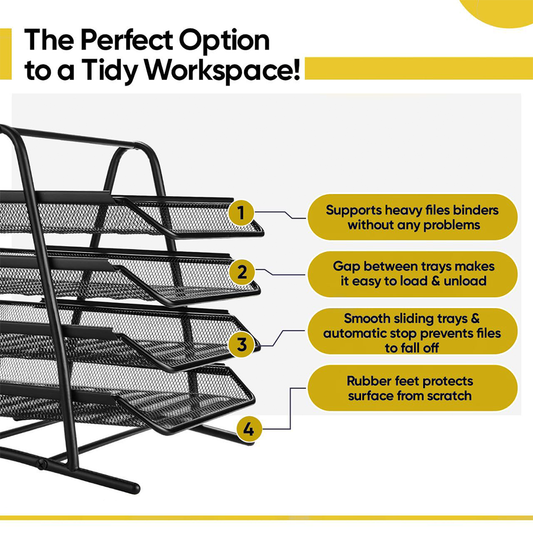 4 Tier Document Tray Metal Mesh