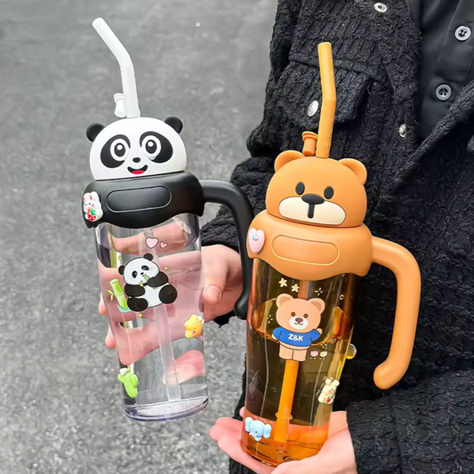 Cartoon Animals Water Sipper With Handle