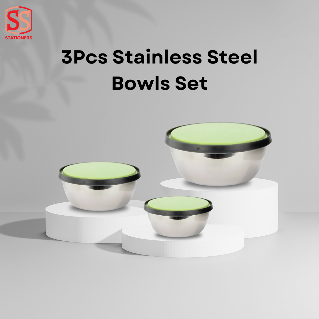3pcs Stainless Steel Food Containers – SS Stationers