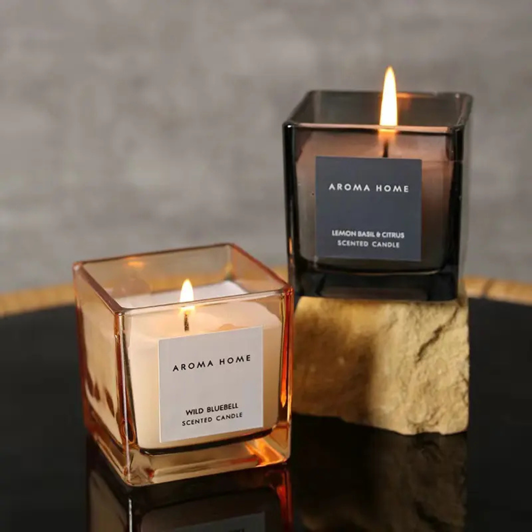 Luxury Square Glass Jar Soy Wax Scented Candles