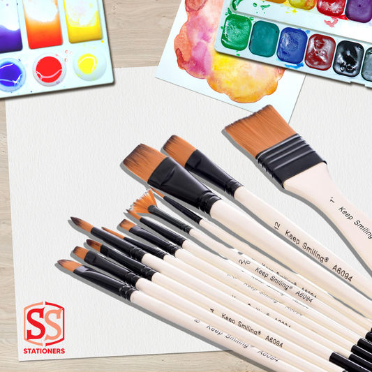 Keep Smiling All in 1 Professional Artist Paint Brush Set of 12