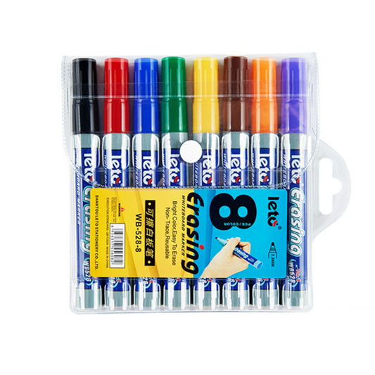 LETO Erasable White Board 8 Colour Marker