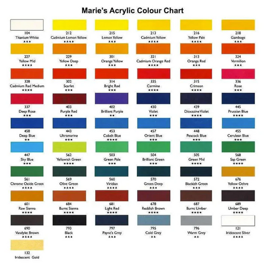 Maries Acrylic Paints Tube Assorted Colours 75ML