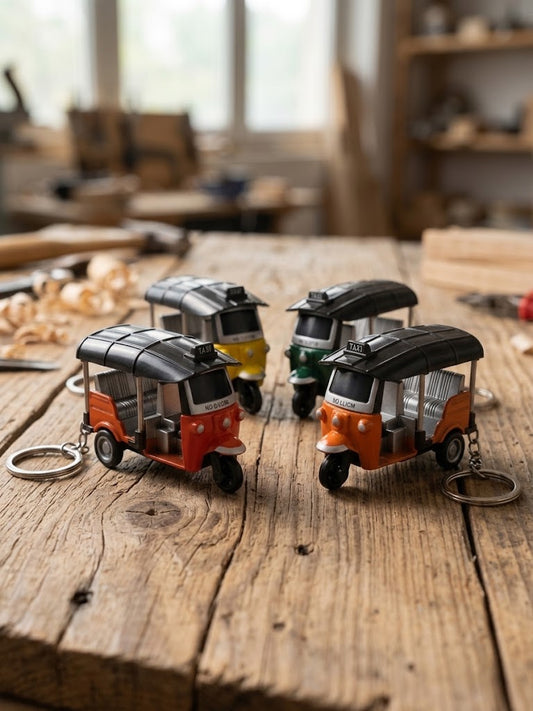 Miniature Auto Rickshaw / Tuk Tuk Metal Keychain
